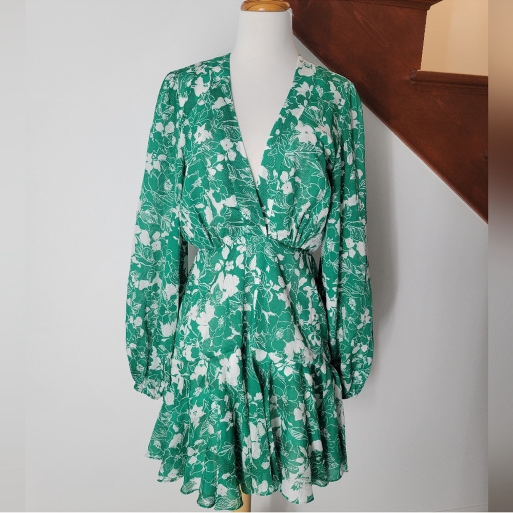 Alexis Emerald Floral Dress Size M - Picture 2 of 9